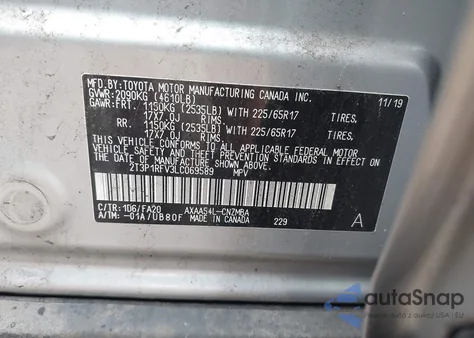 2020 Toyota Rav4 Xle from USA, damaged, VIN 2T3P1RFV3LC069589